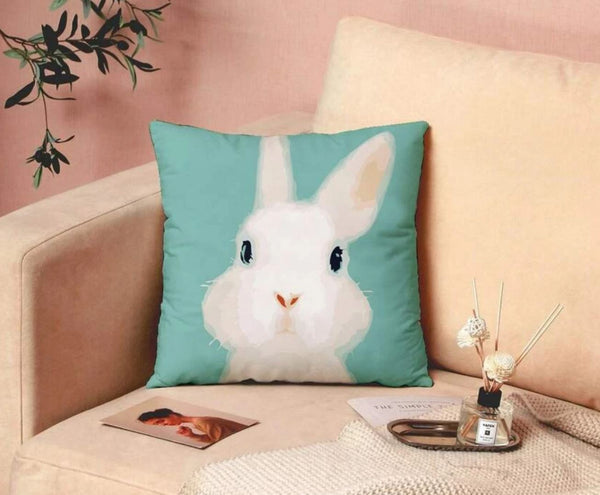 White Cute Rabbit Pillow Cover 45cm x 45 cm Cushion Cover nursery children beige