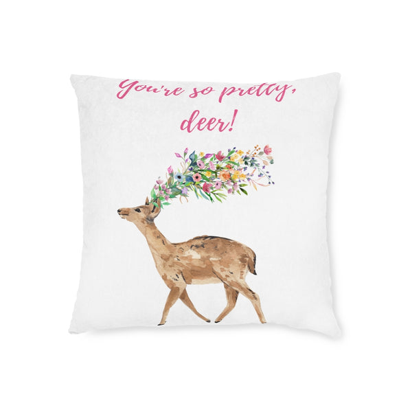 You're so pretty, deer! Fawna Floral Art Awesome Square Pillow Marvelous Studio
