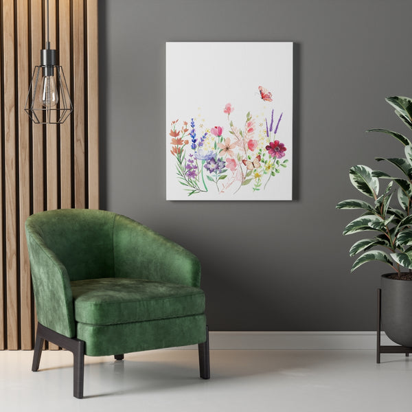 Audrey Floral Meadow Botanical Watercolor Stretched Canvas