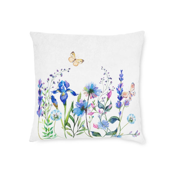 Blue Floral Meadow Square Pillow Double Sided Print Marvelous Studio