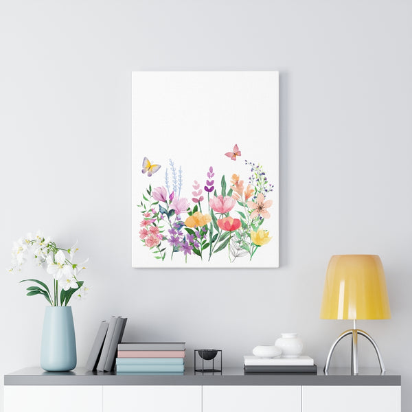 Eileen Floral Meadow Botanical Watercolor Stretched Canvas