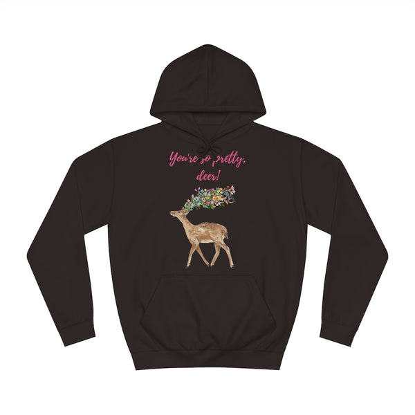 You're so pretty, deer! Fawna Floral Art Unisex College Hoodie Marvelous Studio