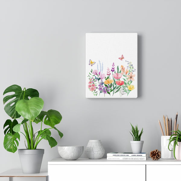 Eileen Floral Meadow Botanical Watercolor Stretched Canvas