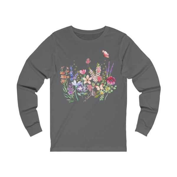 Audrey Floral Meadow Unisex Jersey Long Sleeve Tee Marvelous Studio