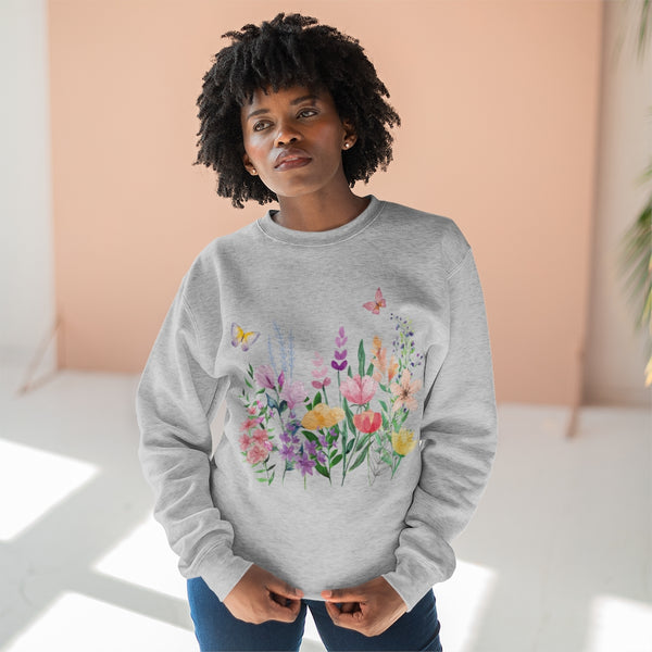 Eileen Floral Meadow Unisex Premium Crewneck Sweatshirt Marvelous Studio