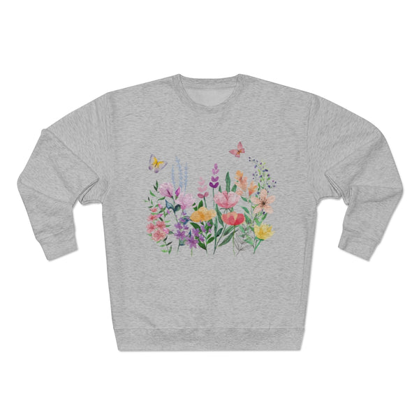 Eileen Floral Meadow Unisex Premium Crewneck Sweatshirt Marvelous Studio