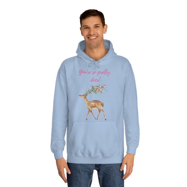 You're so pretty, deer! Fawna Floral Art Unisex College Hoodie Marvelous Studio