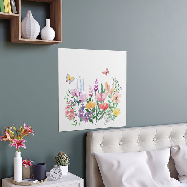 Eileen Floral Meadow Botanical Watercolor Greenery Print 200gsm Farmhouse Plant Wall Art Green Poster Housewarming Good vibes Premium Silk Poster