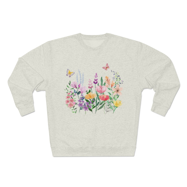 Eileen Floral Meadow Unisex Premium Crewneck Sweatshirt Marvelous Studio