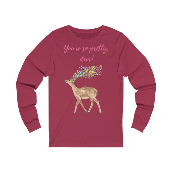 You're so pretty, deer! Fawna Floral Art Unisex Jersey Long Sleeve Tee Marvelous Studio