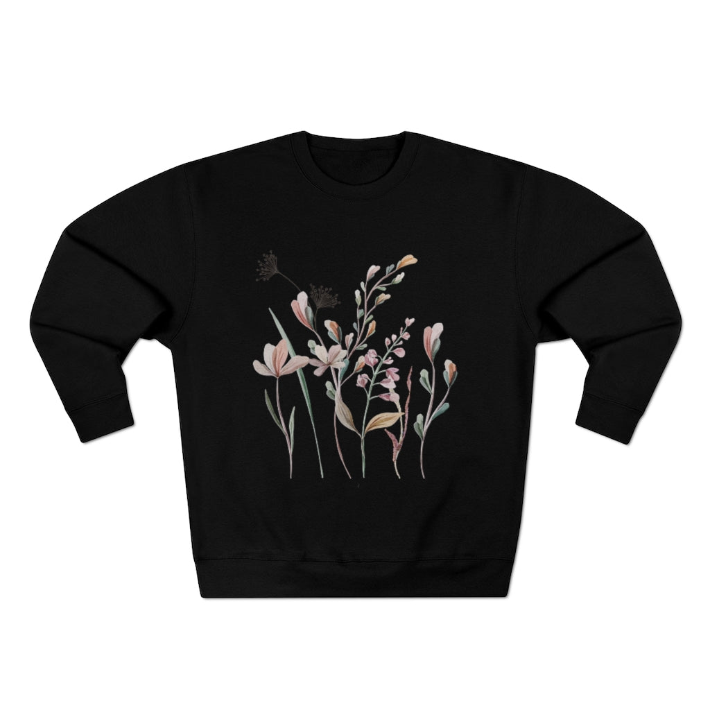 Rowan Floral Design Unisex Premium Crewneck Sweatshirt Marvelous Studio