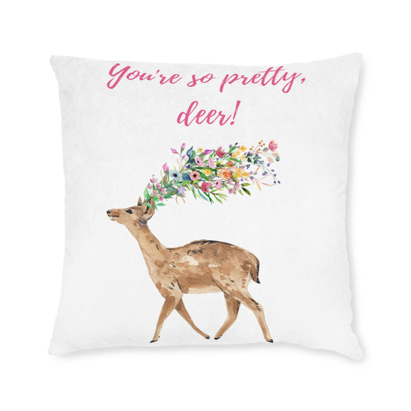 You're so pretty, deer! Fawna Floral Art Awesome Square Pillow Marvelous Studio