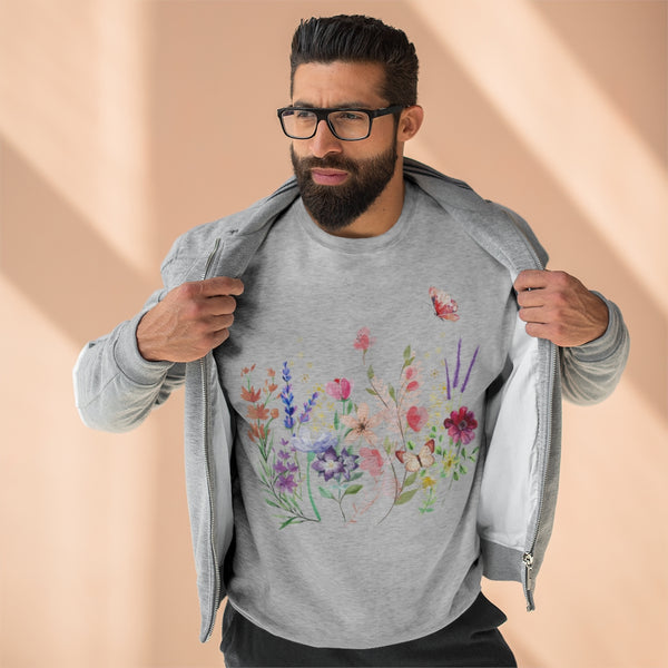 Audrey Floral Meadow Unisex Premium Crewneck Sweatshirt Marvelous Studio