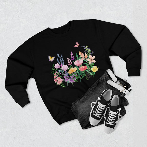 Eileen Floral Meadow Unisex Premium Crewneck Sweatshirt Marvelous Studio