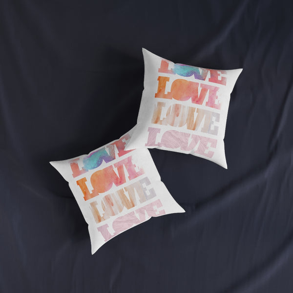 Love, Love letters Watercolor Art Square Pillow Marvelous Studio